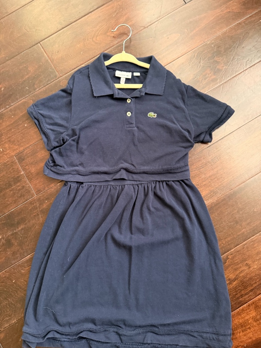 Lacoste Navy Polo Tiered Dress with Green Croc Accent